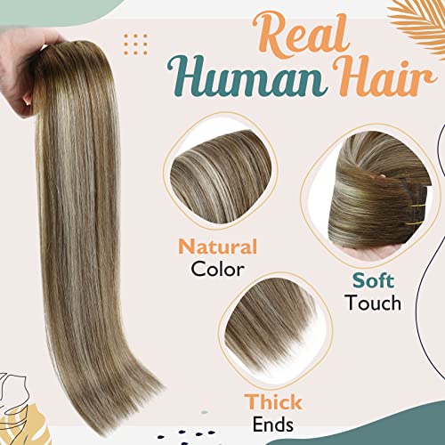 Ve Sunny Brown Clip in Hair Extensions Real Human Hair 120g Chocolate Brown Clip on Hair Extensions Thick End Brown Hair Extensions Clip in Human Hair Color 4 14inch 7pcs