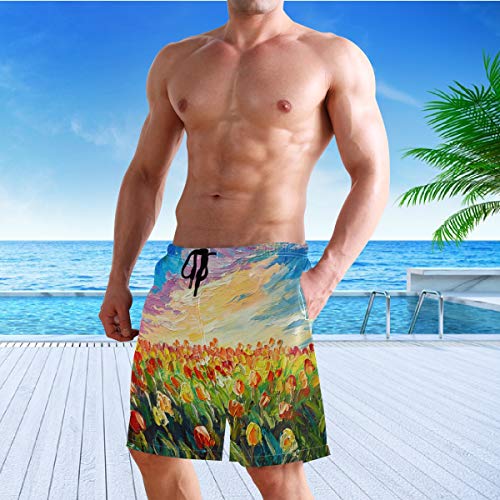 visesunny Rainbow Mermaid Underwater World Summer Men's Swim Trunks Quick Dry Bathing Suits Beach Holiday Party Swim Shorts