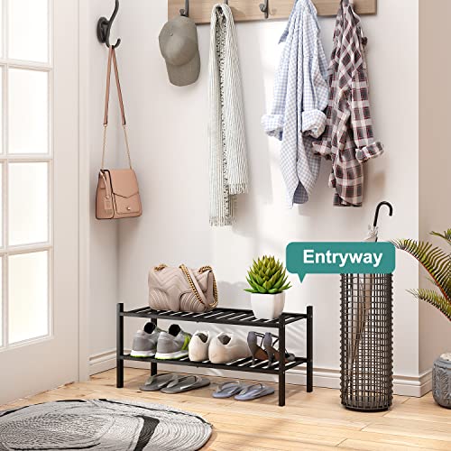 viewcare 5-Tier Bamboo Shoe Rack for Entryway, Stackable | Foldable | Natural, Shoe Organizer for Hallway Closet, Standing Shoe Racks for Indoor Outdoor
