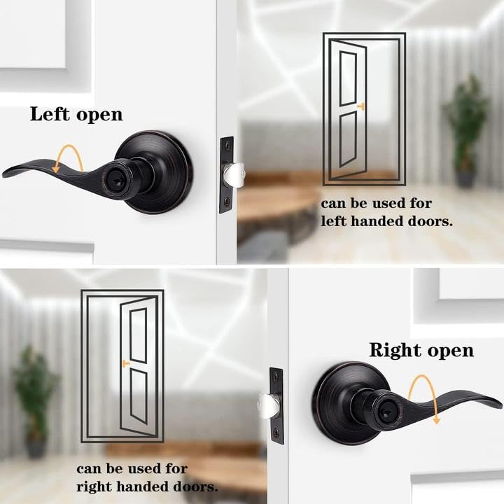 Probrico (2 Pack Entrance Lever Door Handle Oil Rubbed Bronze, Entry Levers Combo Pack, Keyed Alike Door Locks Lockset Contemporary Style, Contractor Pack