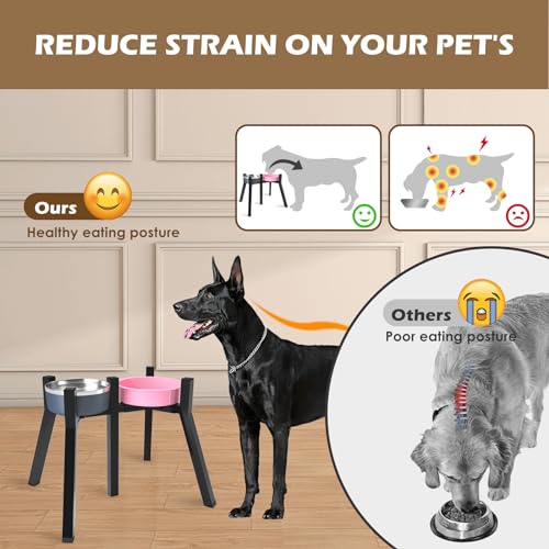 TIDANT Adjustable Raised Dog Bowl Stand for Large & Medium Dogs, 11" Tall Raised Dog Food & Water Bowl Holder, Fits 7-10.6" Wide Bowls, 2-in-1 Design,Elevated Dog Bowl Stand, Bowl Not Included