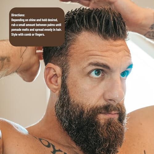 Johnny Slicks Oil Based Pomade | Organic Hair Styling for Men, Low to Medium Hold | Promotes Healthy Hair Growth & Helps Hydrate Dry Skin, (Original, 4 Ounce) Veteran Owned, USA Made.