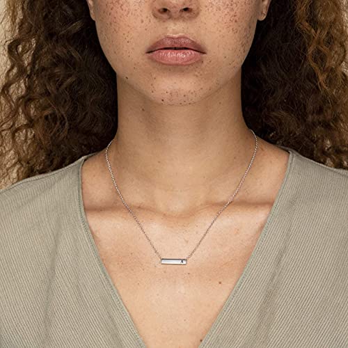 JZCOLOR | Sterling Silver Bar Necklace | Pendant with Engraved Letter (A)