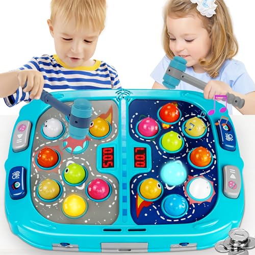 Whack Game Mole for Toddlers, Toys for 3-12 Year Old Boys and Girls, Pounding Game for Kids,Gifts for 3 4 5 6+ Year Old Boys, Interactive Educational Toy with Sound and Light,PK Mode with 2 Hammers