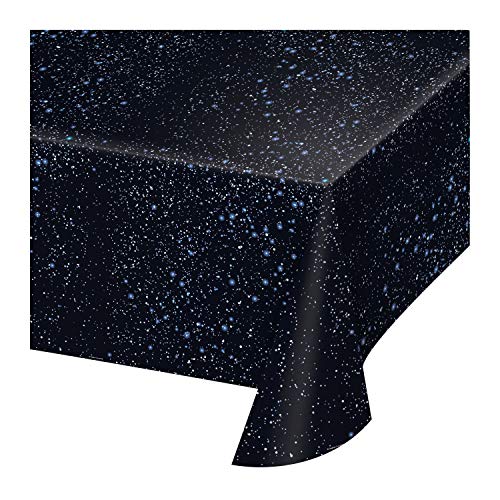 Creative Converting 725533 Space Blast All Over Print Plastic Tablecover, 54 by 108", Black