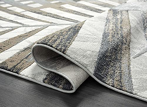 Abani Brown, Grey & Beige Floral Palm Leaf Pattern Area Rug Rugs - Nova Collection Modern Eclectic Style Accent Rug (4' x 6', Grey & Brown)