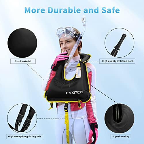 Faxpot Snorkel Vest, Inflatable Snorkeling Vest for Adults Travel, Portable Inflatable Swim Vest Buoyancy Vest for Snorkeling, Swimming, Paddleboarding Water Sports