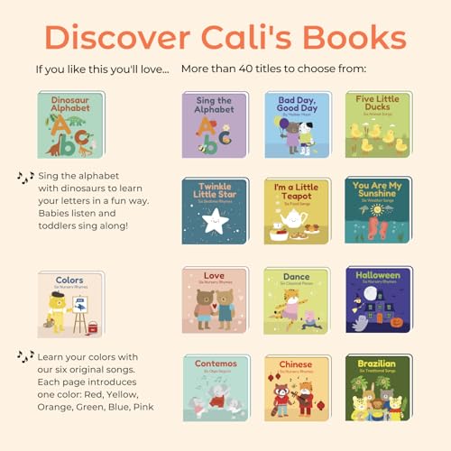 Cali's Books Count Nursery Rhymes Music Book for Toddlers 1-3, Interactive Books for 1+ Year Old with 6 Animal Songs - Educational Toddler Books Ages 1-3