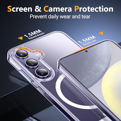 SPIDERCASE Magnetic for Samsung Galaxy S24 Case, [3 Stand Ways][ Military Grade Drop Protection] with Invisible Stand Shockproof Slim Case for Samsung S24 6.2"-Clear