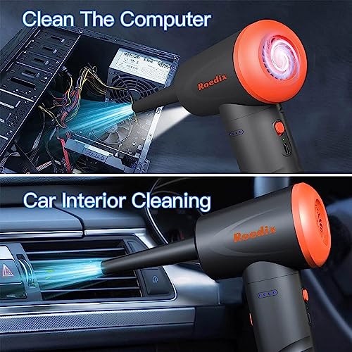 Compressed Air Duster 3-Gear 100000RPM Keyboard Cleaner, Electric Air Duster for Computer Replace Compressed Air Can, Cordless Reusable no Canned Air Blower, 6000mAh Rechargeable Keyboard Duster