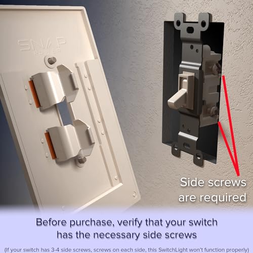 SnapPower 2 Pack SwitchLight - LED Night Light - for Single-Pole Switches - Switch Plate with LED Night Lights - Adjust Brightness - Auto On/Off Sensor - (Rocker, Ivory)