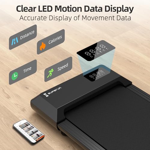 SupeRun 2024 Newest Walking Pad Treadmill with Smart APP, Mini Under Desk Treadmill for Home/Office, 2 in 1 Portable Walking Treadmill 2.5HP, 300 Lb Capacity