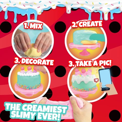 Miraculous Ladybug - Sprinkles n' Slimy Birthday Cake Creations - Slime Kit for Girls and Boys, Role Play Toys for Kids with Cake Stand, Light Clay, Toppings, Decorations and Cooking Tools (Wyncor)