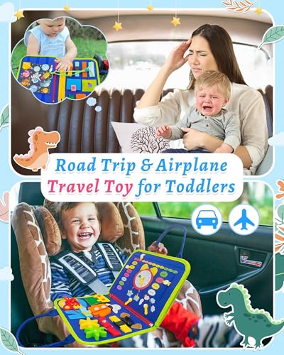 Exorany Busy Board Montessori Toys for 1 2 3 4 Year Old Boys & Girls Birthday Gifts, Sensory Toys for Toddlers 1-3, Educational Travel Toys, Preschool Activities for Learning Fine Motor Skills