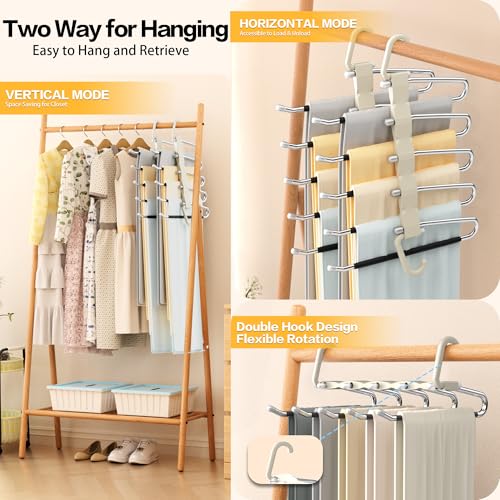 Pants Hangers Space Saving - 2 Pack for Closet Organizer