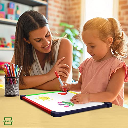 ScribbleDo Magnetic Dry Erase Board for Kids Whiteboard 9”x12” Includes White Board for Kids Writing Learning & Drawing Art Educational Kids Toy