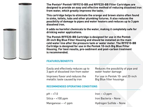 Pentair Pentek RFFE20-BB Big Blue Water Filter, 20-Inch, Whole House Radial Flow & Pentair Pentek 150233 Big Blue Filter Housing, 1" NPT #20 Whole House Heavy Duty Water Filter Housing