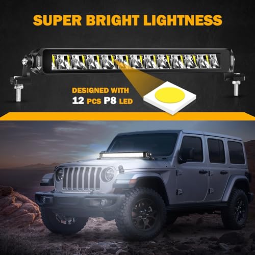 Auxbeam 12 Inch LED Light Bar 96W 10560LM Anti-Glare Offroad LED Driving Light Bar Dual Row Offroad Flood Driving Beam Work Light for Truck Jeep Cars Wrangler ATV UTV Boat