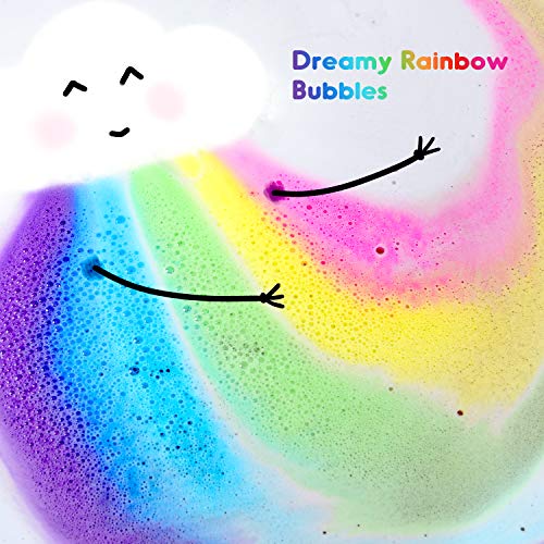 Rainbow Bath Bombs Gift Set, Ribivaul XXXL Size 6.5oz Handmade Bath Bombs with Natural Ingredients, Cloud Bath Bomb with Rich Bubbles for Kids/Women, Great Gift Idea for Mother's Day, Birthday