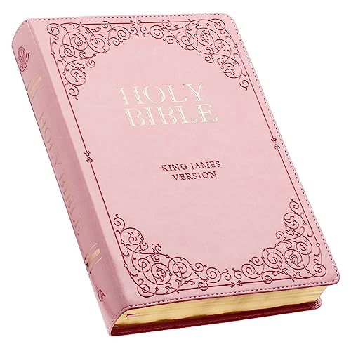 KJV Holy Bible, Giant Print Full-size Faux Leather Red Letter Edition - Thumb Index & Ribbon Marker, King James Version, Pink (KJV Giant Print Full Size Bible)