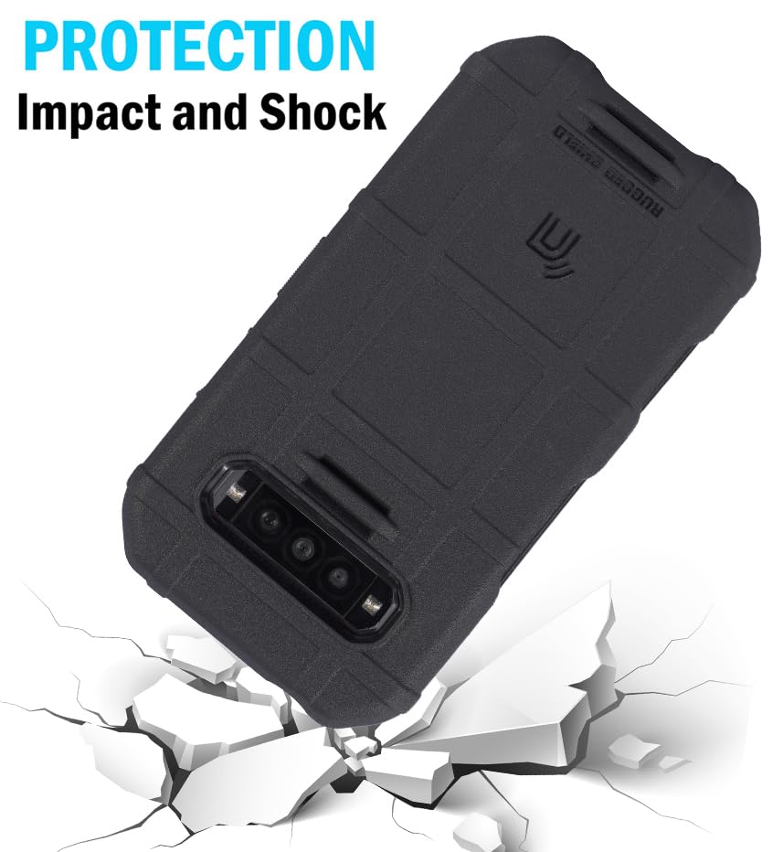 Case + Hand Strap + Holster Combo for Kyocera DuraForce Pro 3 Phone, Nakedcellphone Special Ops Armor Rugged Shield Protective Cover and [Rotating Ratchet] Belt Clip Holder - Black