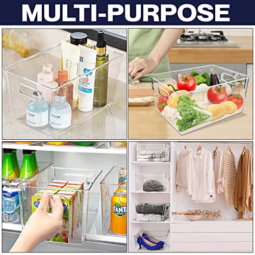 Clear Plastic Storage Bins, Pantry Organizers and Storage Containers Fridge Organizer Bins Kitchen Cabinet Organizer Medicine Cabinet Organizer Bin Home Freezer Organization 10 x 6 x 5