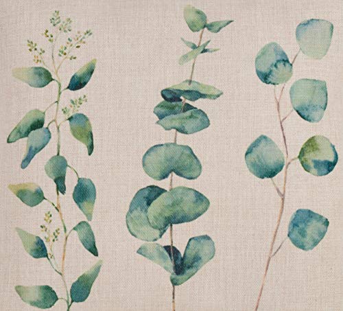 SARO LIFESTYLE Botany Collection Eucalyptus Design Throw Pillow, 18", Natural