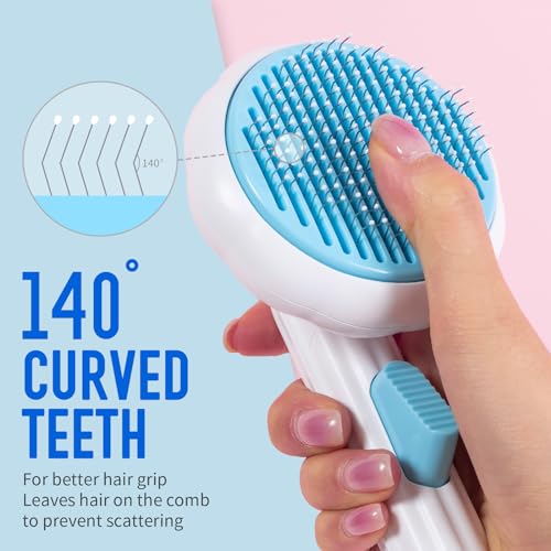 VIOJOJO Self-Cleaning Pet Grooming Tool - Deshedding Brush with Release Button for Cats and Dogs, Hair Remover for Indoor Pets