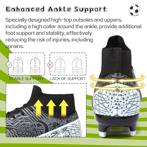 Kids Soccer Cleats Boys Girls Football Cleats Youth Baseball Cleats Zapatos de Futbol Para Niños Athletic Outdoor Soccer Shoes High Top Football Shoes indoor soccer Professiona Training Football Boots