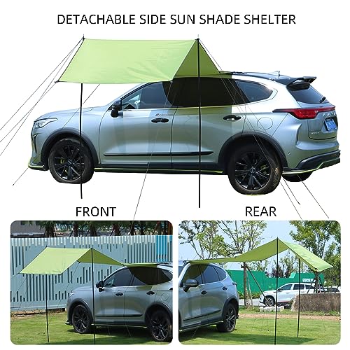 Zoomers Car Awning.Versatile Awning for Car Van SUV. Roof Rack Awning. Car Van SUV Awning for Camping. Car Awning Camping Retractable, UV Protection,Waterproof. (Green)