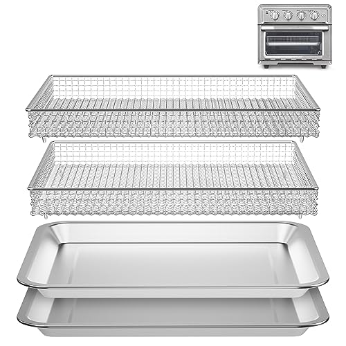 Stainless Steel Baking Tray Pan and Air Fryer Basket Compatible with Cuisinart Airfryer TOA-060 and TOA-065 (With Cuisinart Airfryer models TOA-060 and TOA-065)