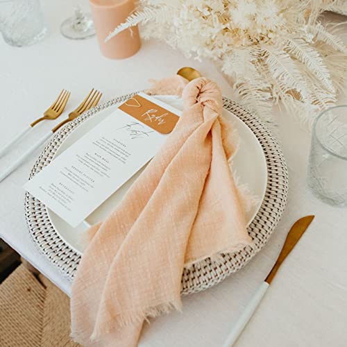 Handmade Cloth Napkins Set of 6, 100% Cotton Dinner Napkins with Fringe, 18 x 18 Inch Reusable Soft Napkins for Party,Weddings,Christmas,Thanksgiving Day,Halloween Celebration(White)