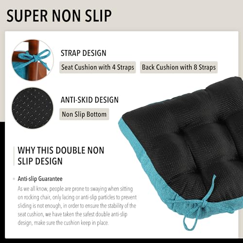 Tromlycs Indoor Rocking Chair Cushion for Rocking Chair Pads Back and Seat Sets with Ties 2 Piece Black