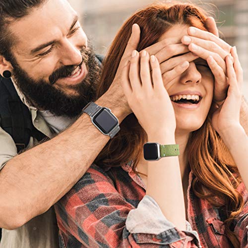 Recoppa Fabric Cloth Bands Compatible with Apple Watch 45mm 44mm 42mm, Canvas Strap with Soft Genuine Leather Lining and Snap Button for Apple iWatch Series 8/7/6/5/4/3/2/1/SE, Wine