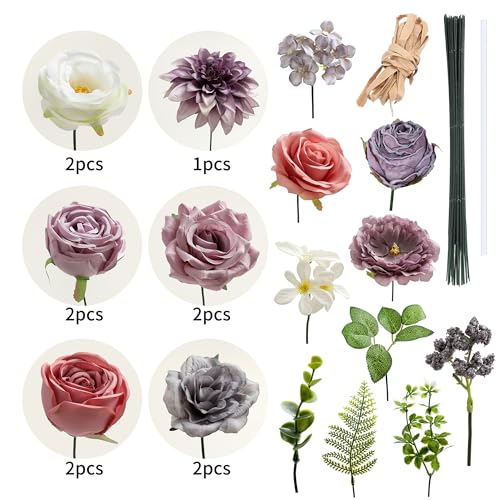 kuujojo Artificial Flowers Combo, Fake Flowers for DIY Tables Centerpieces Baby Shower Bridal Shower Wedding Bouquet Arrangements Party Candle Holder Cake Decor Flower Home Decorations