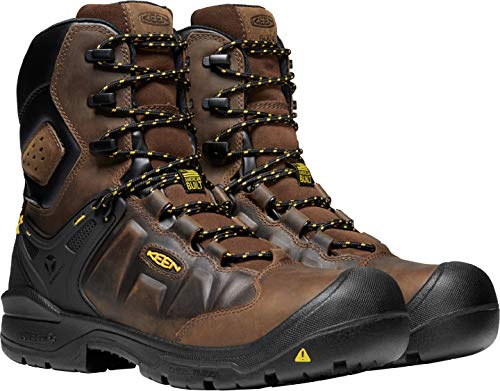 KEEN Utility Men's Dover 8" 600g Leather Waterproof Composite Toe Work Boots, Dark Earth/Black, 10