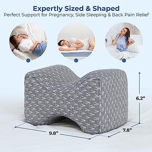 5 STARS UNITED Knee Pillow for Side Sleepers - Memory Foam Leg Pillow for Side Sleeping - Between Legs Pillow for Hip and Lower Back Pain - Sciatica Pain Relief