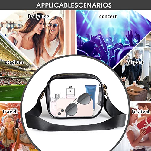 MOMSIV Clear Bag Stadium Approved, Leather Clear Crossbody Bag with Adjustable Strap Clear Stadium Bag for Concerts Sports