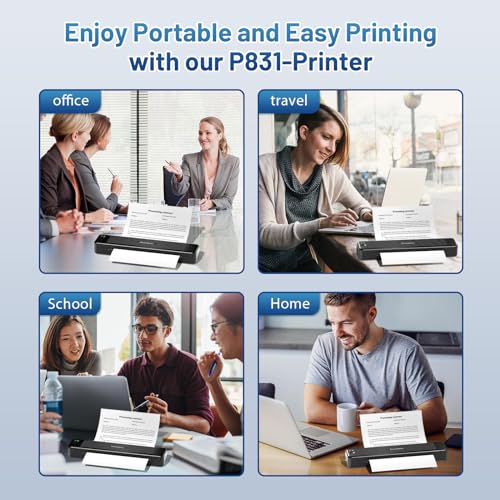 Phomemo Portable Printers Wireless for Travel, P831 Bluetooth Thermal Transfer Printer Support 8.5" X 11" US Letter/A4/A5/B5 Copy Paper, 300 DPI Mobile Inkless Printer for iOS, Android & Laptop