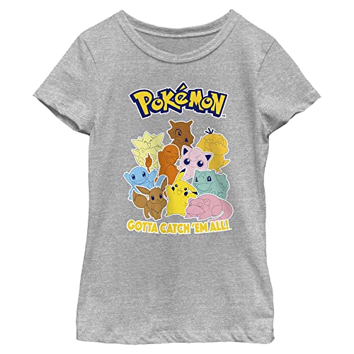 Pokemon Poke Mang Girls Short Sleeve Tee Shirt Athletic Heather