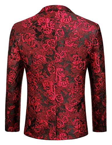 COOFANDY Men's Floral Tuxedo Jacket Rose Embroidered Suit Jacket Wedding Prom Sport Coat Dinner Party Blazer