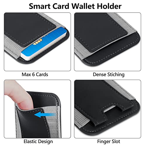 Magnetic Wallet Card Holder Compatible with MagSafe Wallet for iPhone16/ 15 Pro/15 Pro Max/15 Plus/15/14/13/12 Series, Leather Magnetic Phone Wallet for iPhone, 7 Cards Holder, RFID Blocking, Black