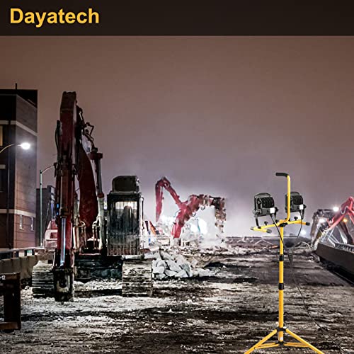 DAYATECH 10000 Lumen Dual-Head LED Work Light with Metal Telescopic Tripod Stand,10 Ft Power Cord