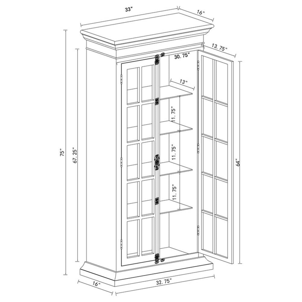 Coaster Furniture 2-Door Curio Cabinet Antique White and Clear 910187