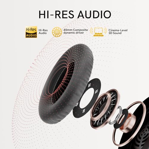 QCY H3 ANC Bluetooth Headphones Over Ear, Active Noise Cancelling Bluetooth 5.4 Headphones with Microphones, Hi-Res Audio Sound, Multipoint Connection, 60H Playback, Custom EQ via App(Black)
