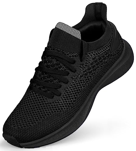 Running Shoes Womens Work Shoes Lightweight Memory Foam Slip On Soft Tennis Casual Walking Athletic All Black Sneakers Size 6.5