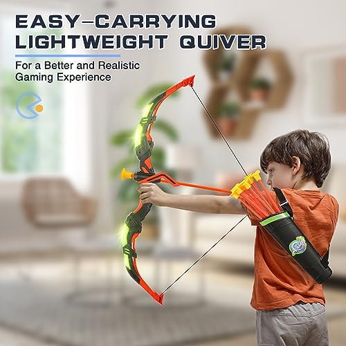 Handwell Archery Toy Set for Kids, Bow and Arrow Set with 10 Suction Cup Arrows, LED Light Up Archery Set with Standing Target & Quiver, Bow and Arrows Set Toy Gift for Boys Girls Children Age 3-12