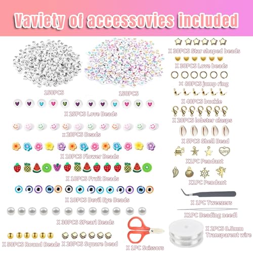 54000pcs Glass Seed Beads for Jewelry Making Kit, 120 Colors 2mm Small Beads with Letter Evil Eye Beads Jump Rings & Charms Pendants for Bracelets Making, DIY, Art and Craft
