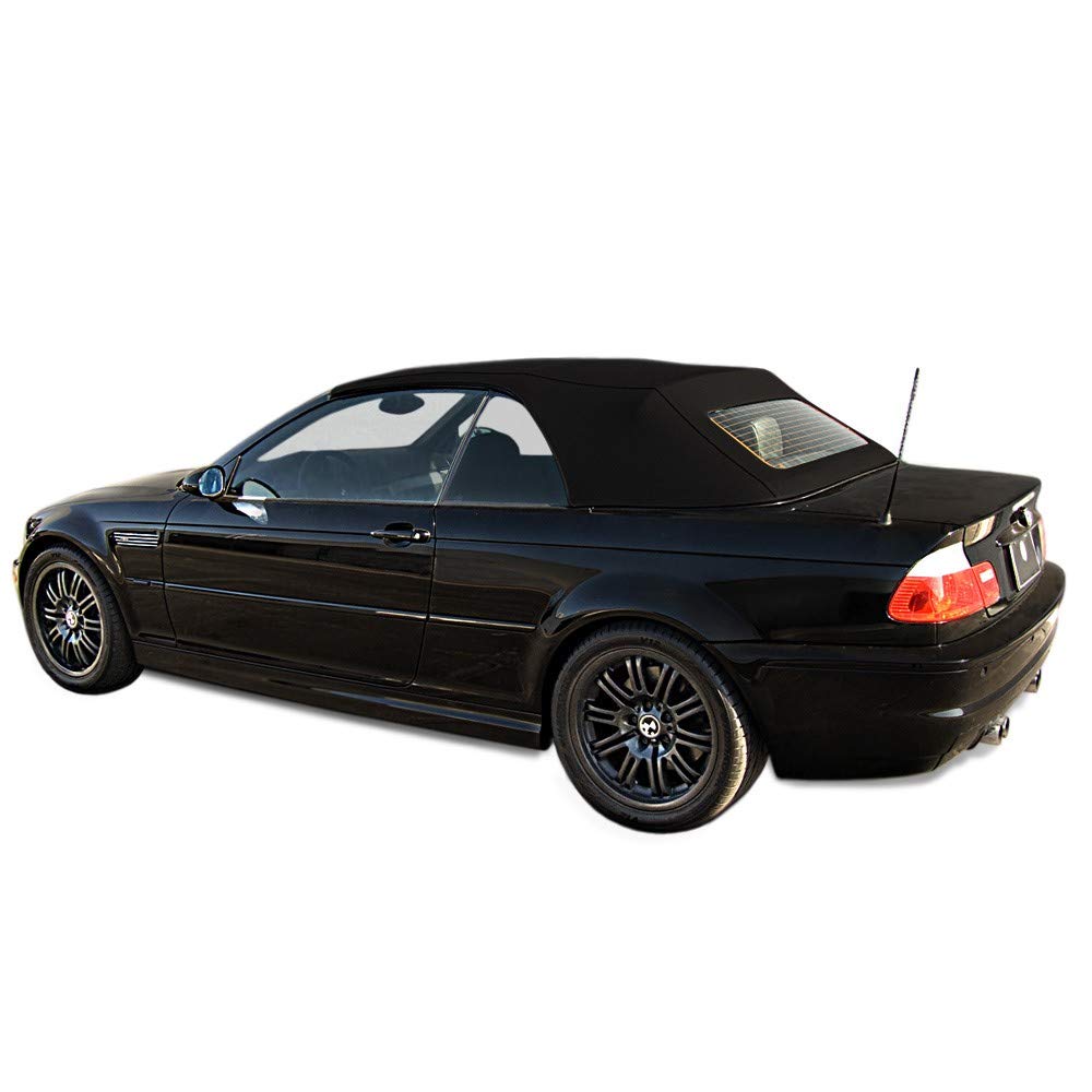 Fits: BMW 3-Series E46 2000-2006 Convertible Top & Glass window Canvas Cloth (Black)