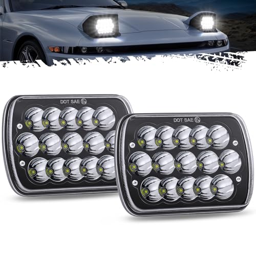 Partsam 2PCS H6054 LED Headlights 7x6 5x7 Headlamp Anti-glare Hi/Low Sealed Beam Lights Compatible with Cherokee XJ Wrangler YJ etc